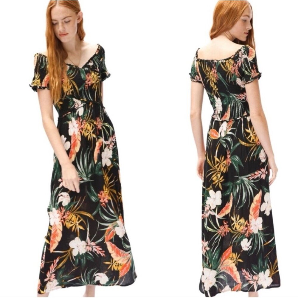 Women's Patrons of Peace Floral Maxi Dress Size XS Tropical Beach Vacation